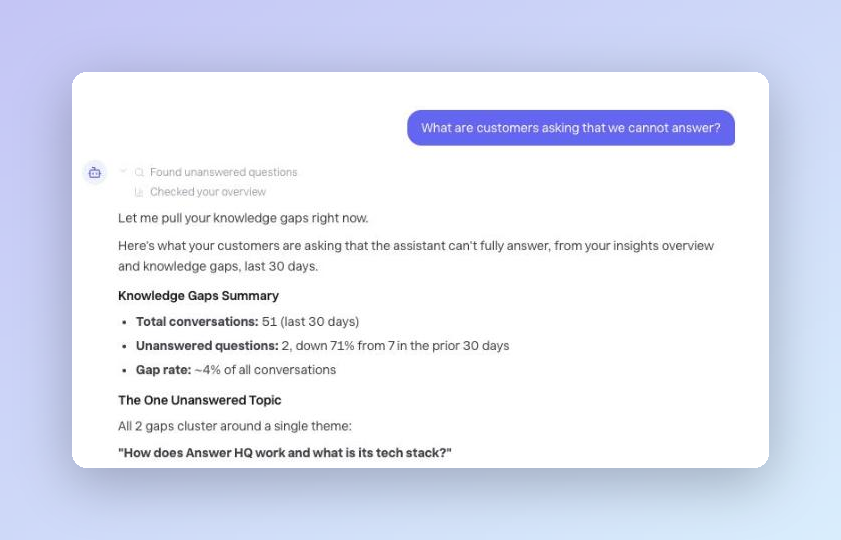 Autopilot finding the questions customers ask that the assistant cannot answer