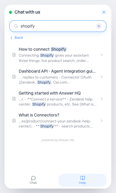 Searching articles with highlighted matches